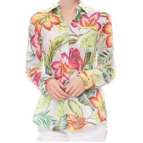 Le Superbe Electric Avenue Floral Ex-Boyfriend Button Down Shirt - Picture 1 of 11